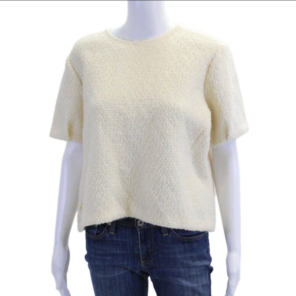 Raoul Anthropologie Wool Blend Cream Boucle Cropped Top 42 10